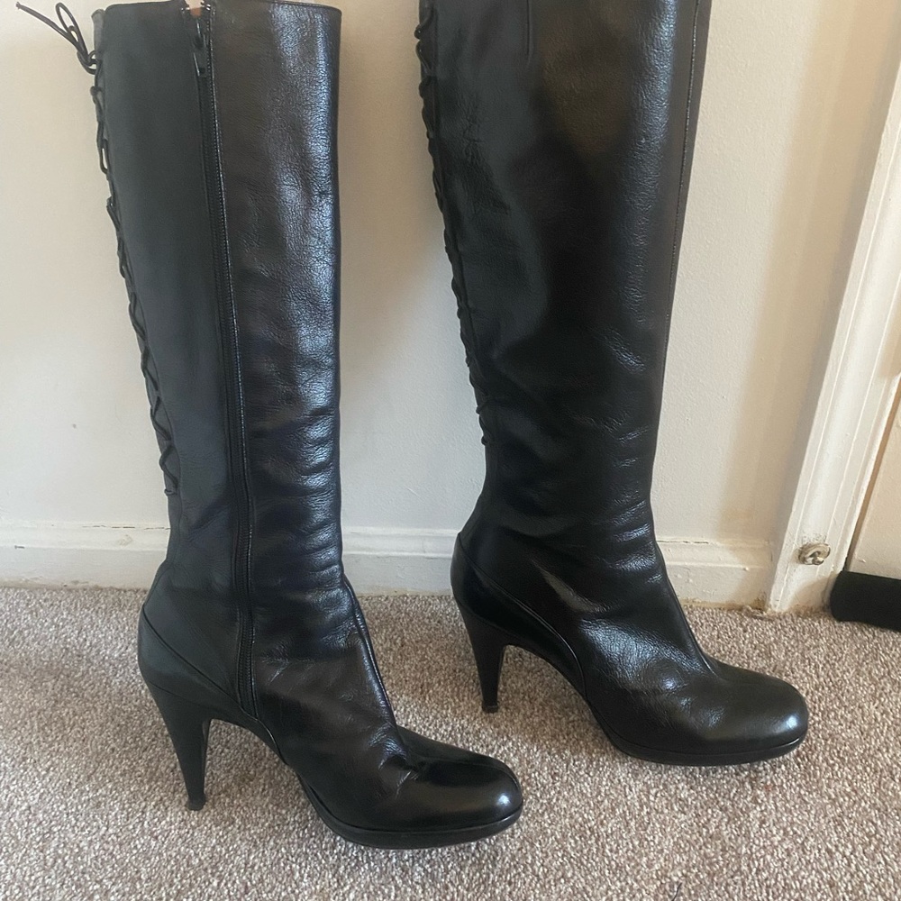 Black leather boots